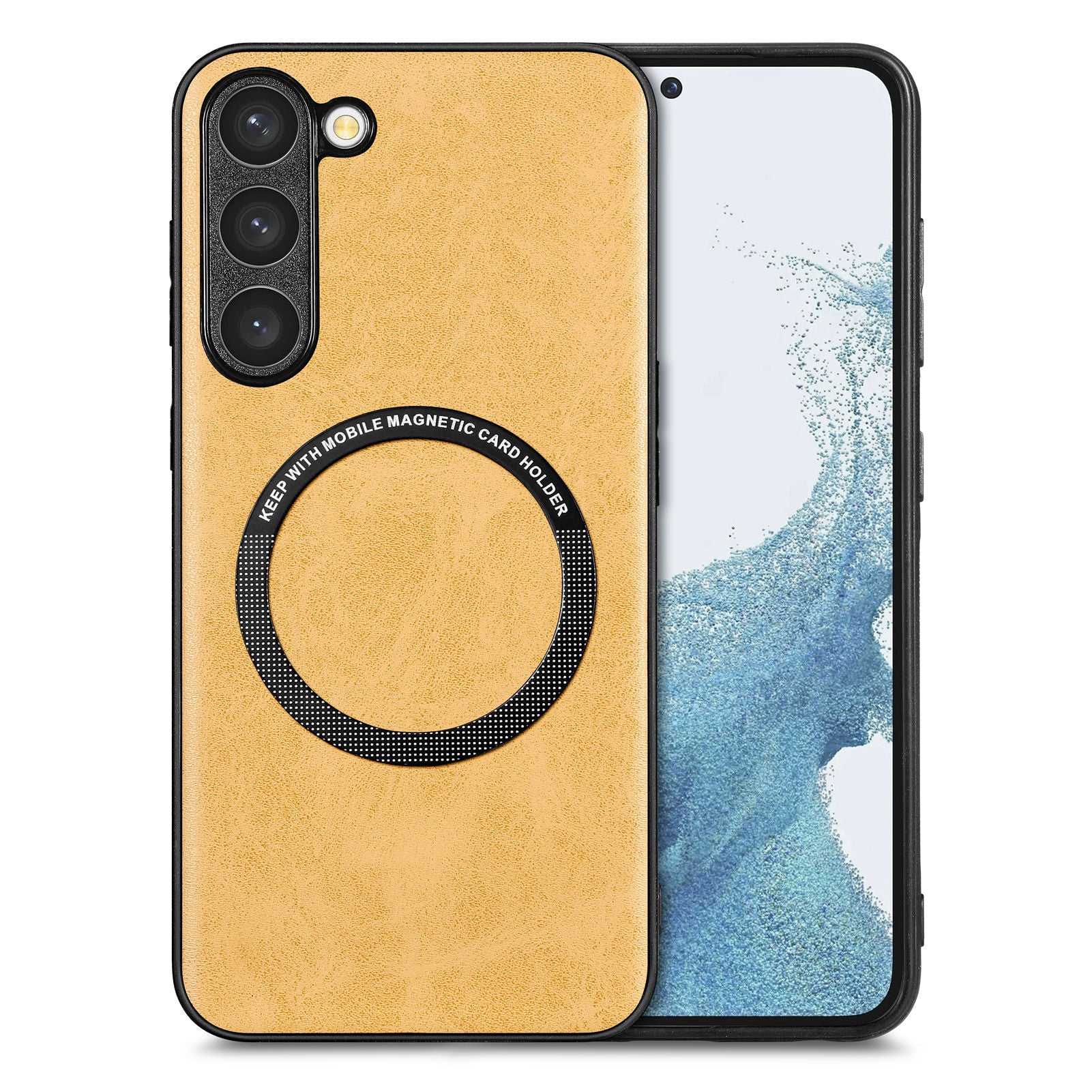 Phone Case Compatible with MagSafe for Samsung Galaxy S23 Leather Coated PC TPU Cover with Magnetic Holder Metal Sheet Phone Case Compatible with MagSafe for Samsung Galaxy S23 Leather Coated PC TPU Cover with Magnetic Holder Metal Sheet